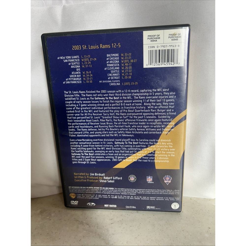 The Story of the 2003 St. Louis Rams: Gateway to the Best (DVD, 2004) - Picture 2 of 3
